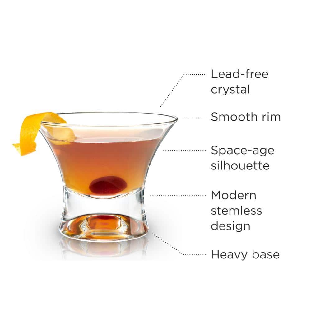 Viski Raye Heavy Base Stemless Crystal Manhattan Glasses (Set of 2)