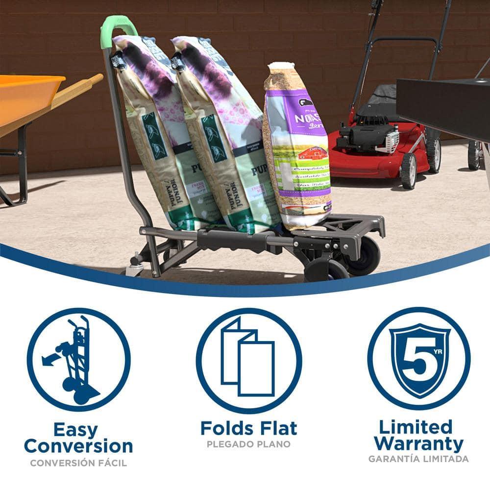 Cosco Shifter Multi-Position Folding Hand Truck and Cart Green: Metal Convertible Dolly, 300 lb Capacity, No Assembly Required
