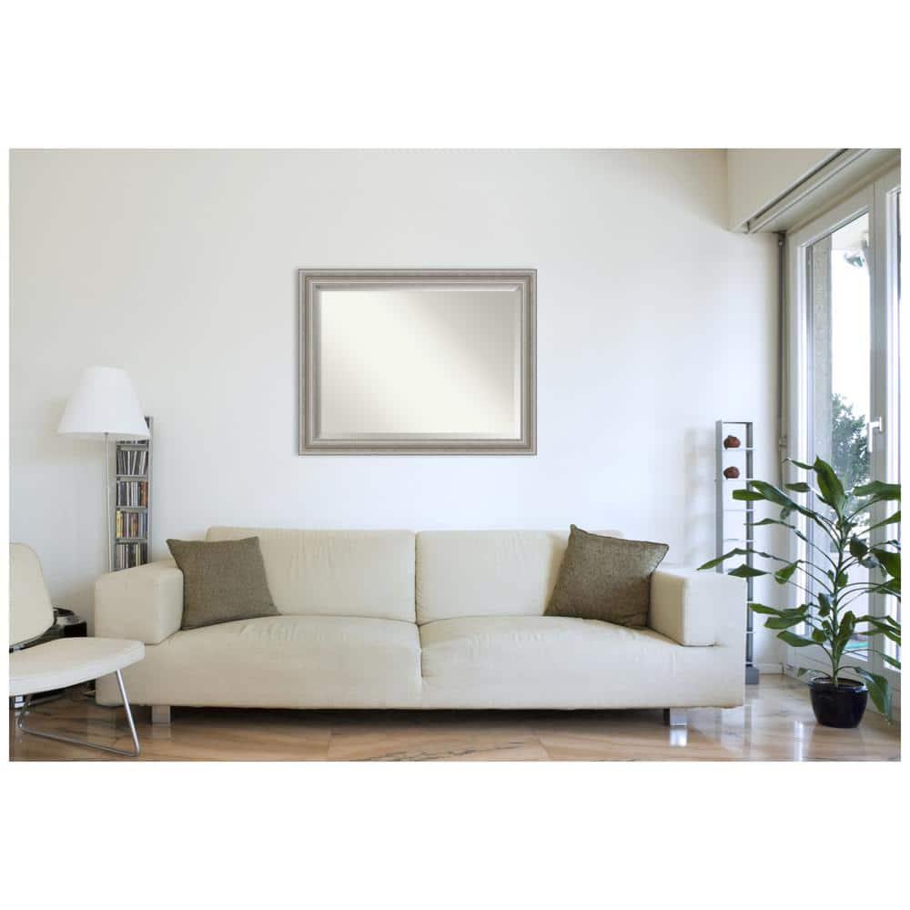 46" x 36" Parlor Framed Wall Mirror Silver - Amanti Art: Modern Beveled, No Assembly Required