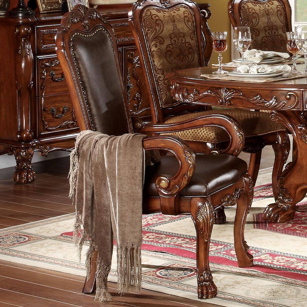 Acme Furniture Dresden Dining Chairs Brown Synthetic Leather/Cherry Oak Finish