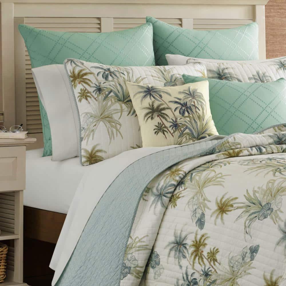 Tommy Bahama Home Tommy Bahama Serenity Palms Aqua Cotton Reversible Quilt