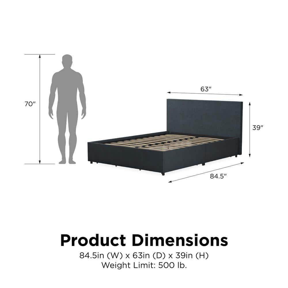Novogratz Kelly Upholstered Unfinished Platform Storage Bed