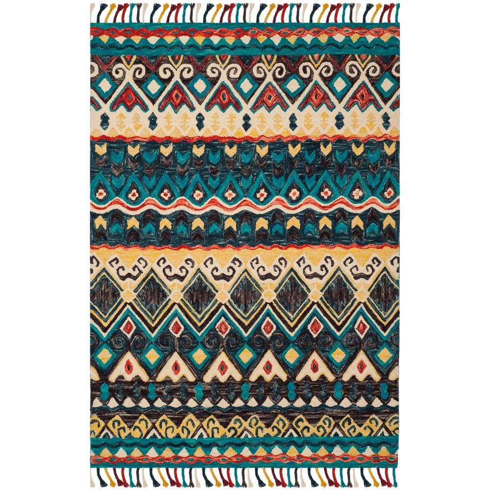 Aspen APN137 Hand Tufted Area Rug - Blue/Red - 6'x9' - Safavieh..