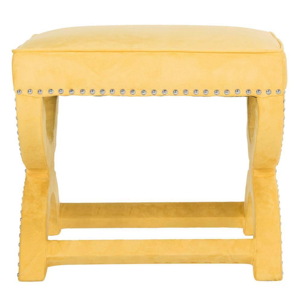 Mystic Ottoman with Silver Nail Heads - Yellow - Safavieh