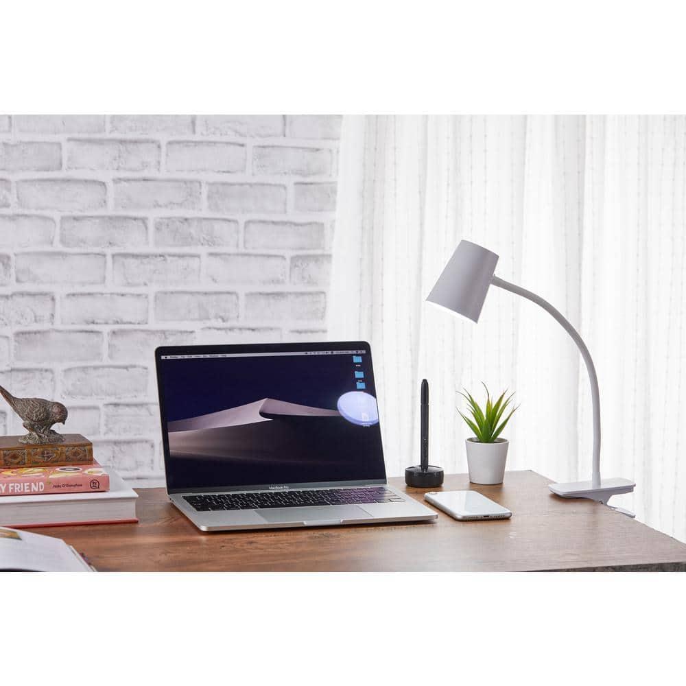 Adjustable LED Clamp Light, 7.48 in. White, Indoor, Desk Lamp