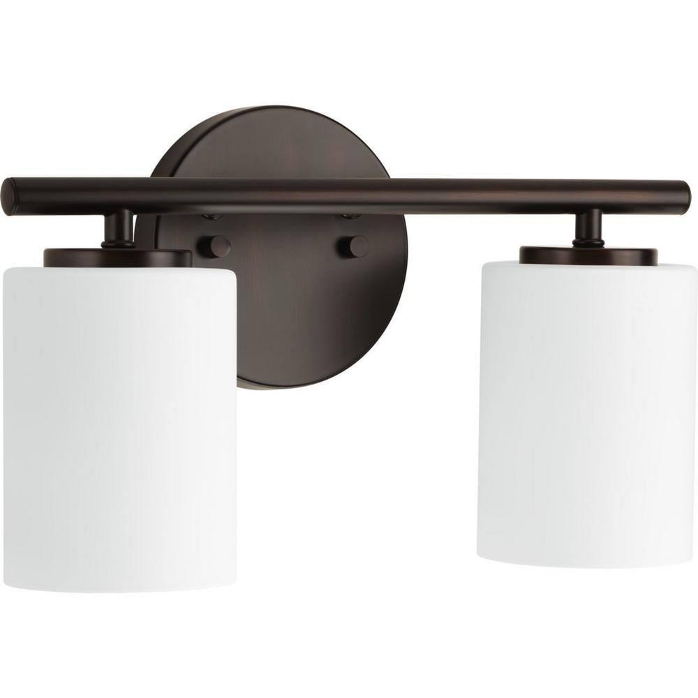 Progress Lighting Replay Collection 2-Light Bath Vanity, Brushed Nickel, Shade Included