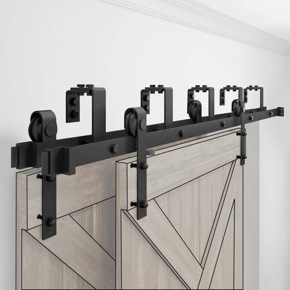 Lazio LAZ Sliding Double Bypass Double Door Barn Door Hardware Kit