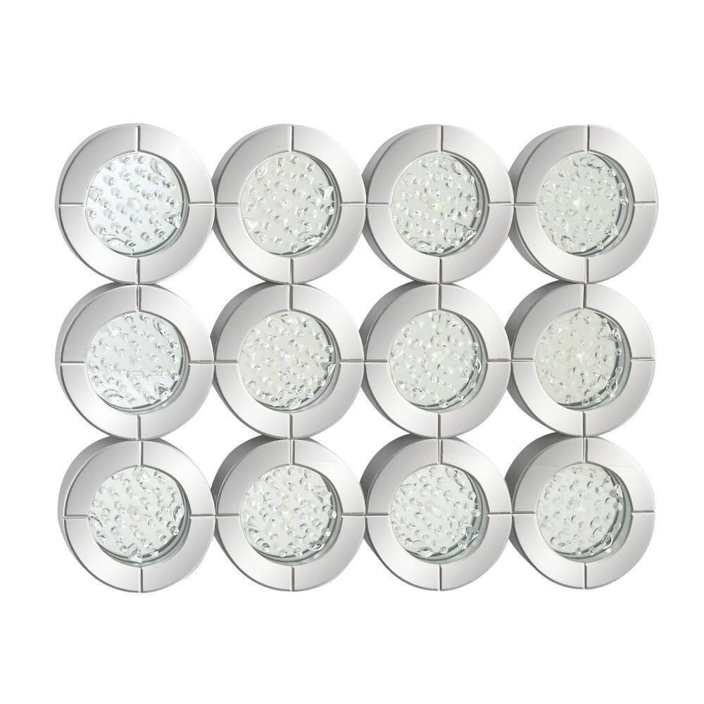 DecMode 39" x 29" Silver Wall Mirror with Floating Crystals