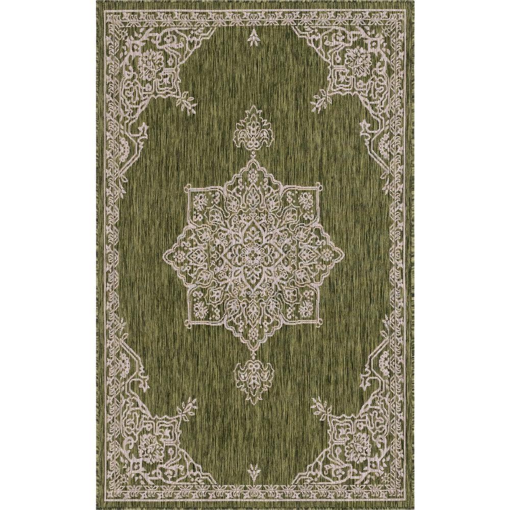 Unique Loom 7' 1 x 10' 0 Rectangle Indoor/Outdoor Traditional Green Area Rug