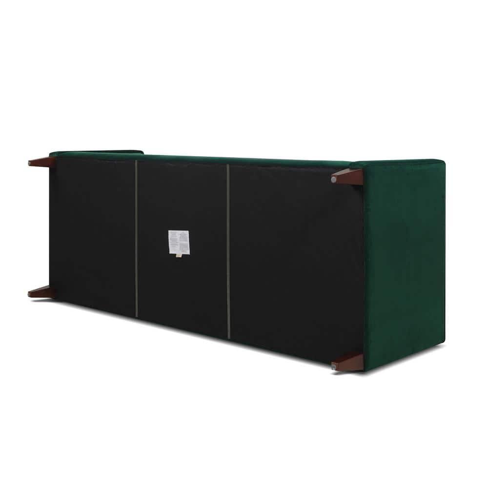 Jack 84" Velvet Tufted Tuxedo Sofa Double Cushion in Evergreen