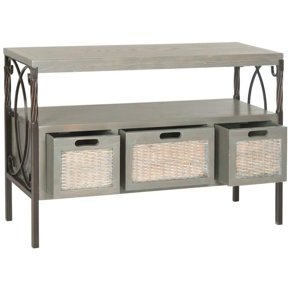 Joshua Media Console Table - Ash Grey - Safavieh