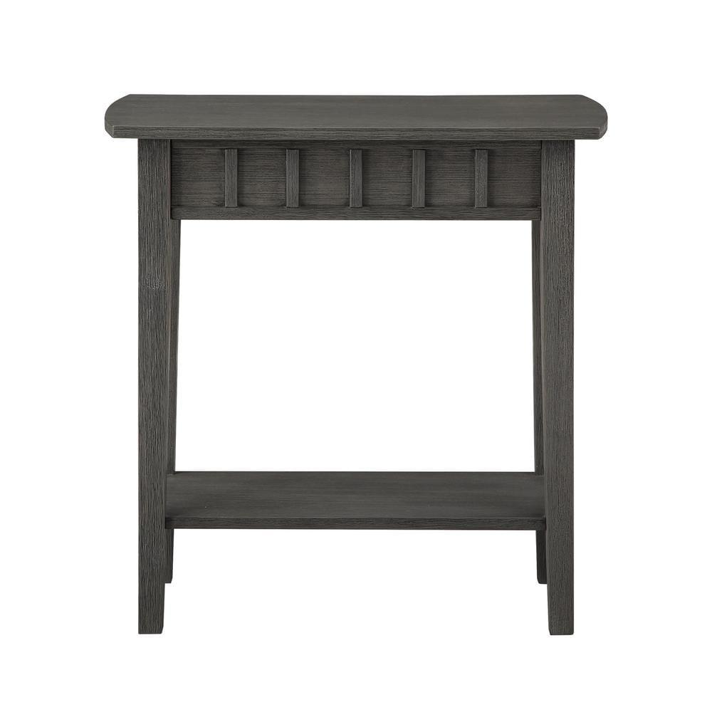Dennis End Table with Shelf Wirebrush Dark Gray