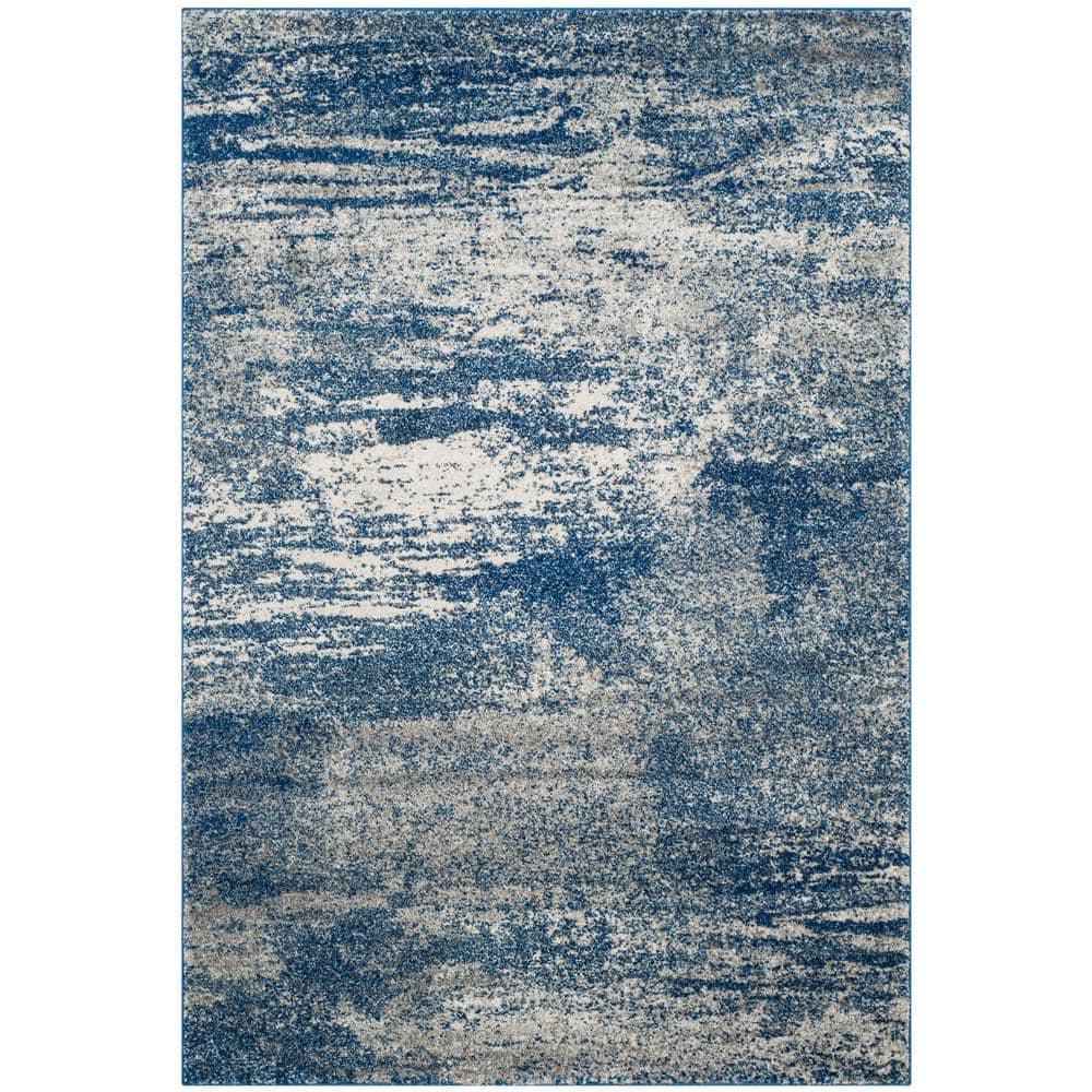 Evoke EVK272 Power Loomed Area Rug Navy / Ivory 6'-7" X 9' - Safavieh.