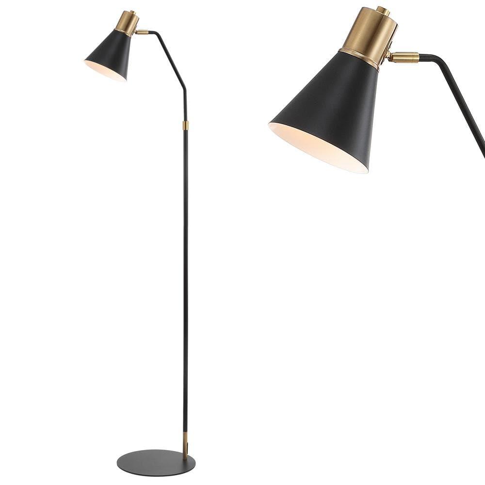 Apollo 61" Modern Metal LED Task Floor Lamp, Black/Brass Gold