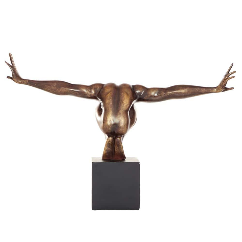 Red Barrel Studio® Cleophis Polystone Diver Decorative Bronze Sculpture with Black Base