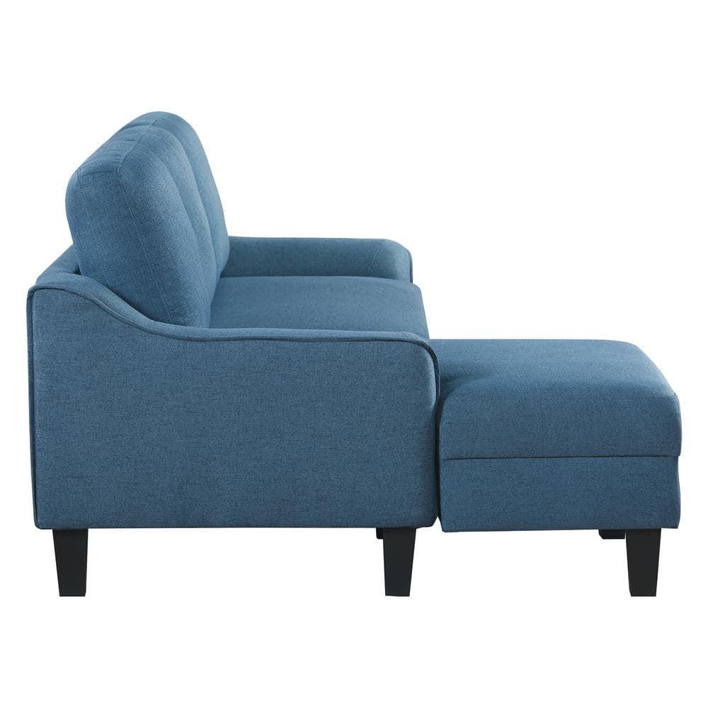 Lester Chaise Sleeper Sofa in Blue fabric with Black legs