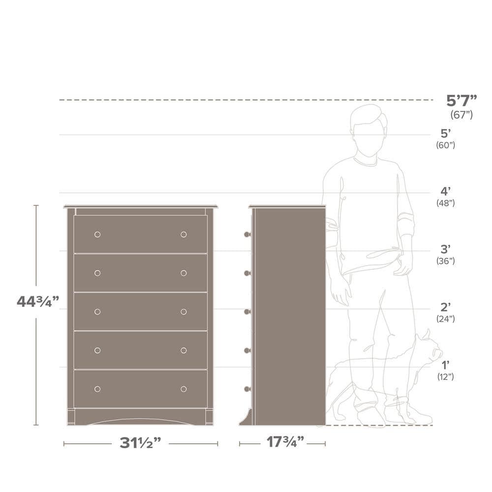 45.12" Monterey Vertical Dresser White - Prepac