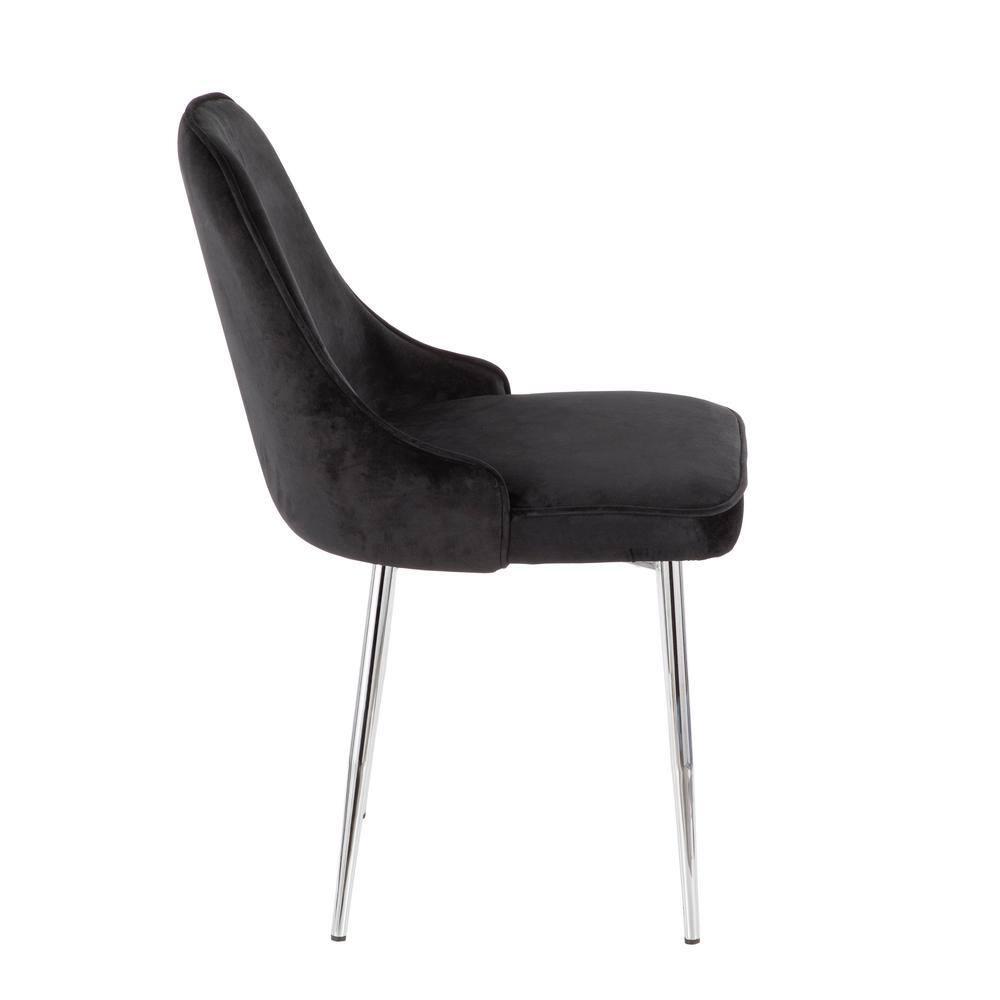 LumiSource Set of 2 Marcel Dining Chairs Black/Chrome: Velvet Upholstery, Metal Legs, No Assembly Required