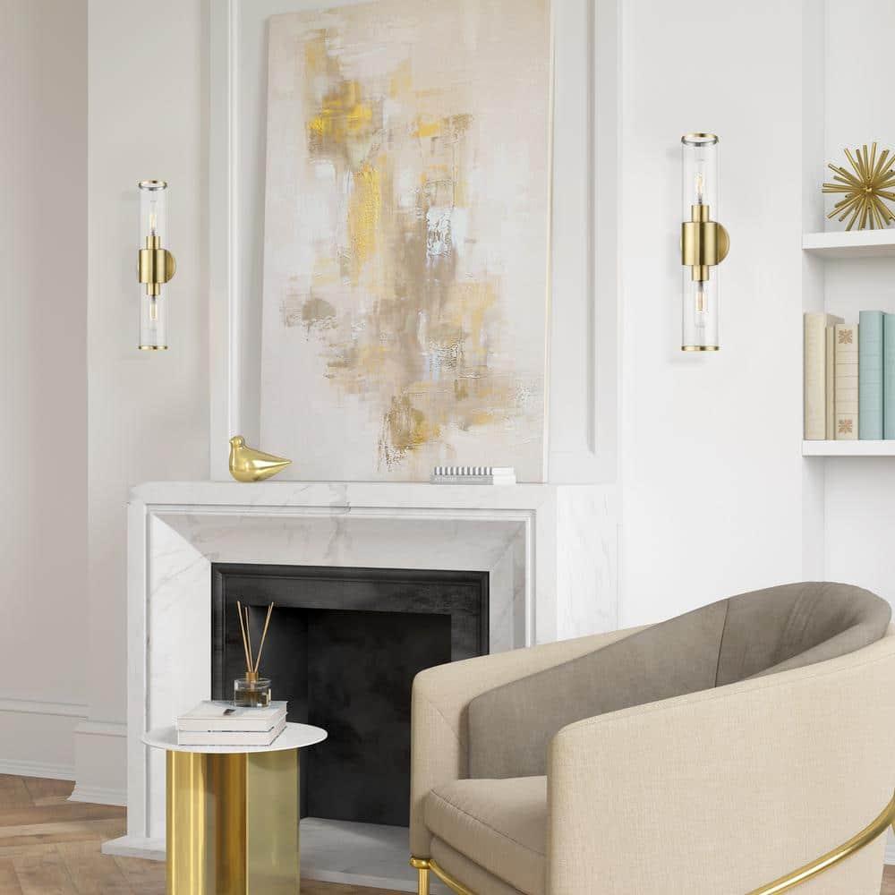 Livex Lighting Banca 2-Light Metal & Glass ADA Vanity Sconce in Antique Brass