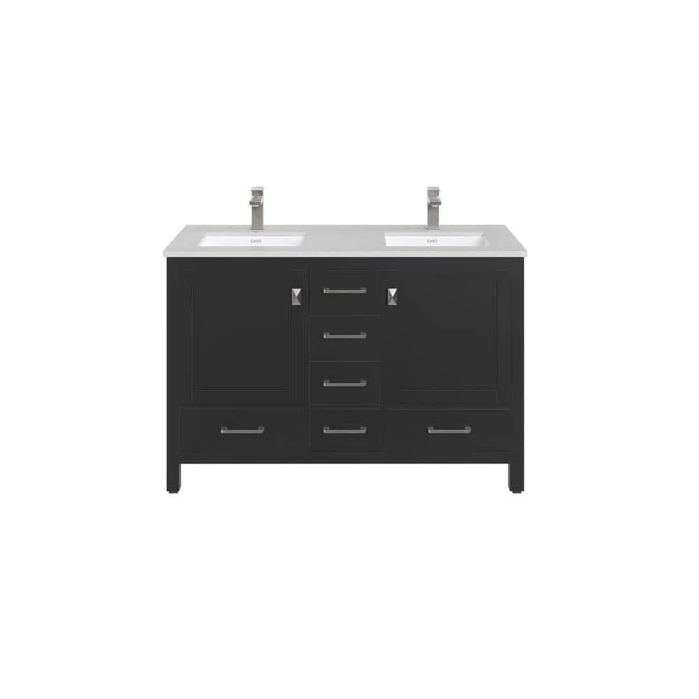 Eviva Eviva London 48"W X 18"D Double Sink Bathroom Vanity With White Carrara Quartz Countertop