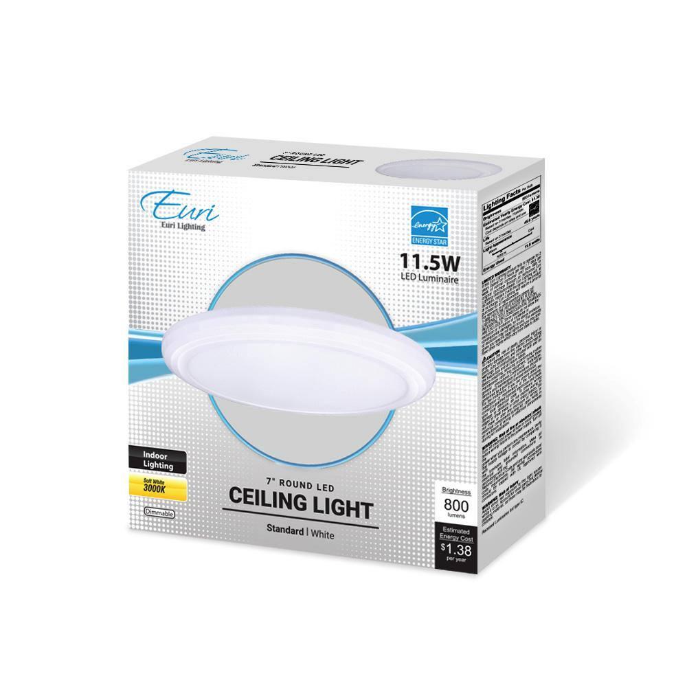 Euri Lighting  11.5 watt 3000K Round LED Flush Mount Ceiling Light - Frosted