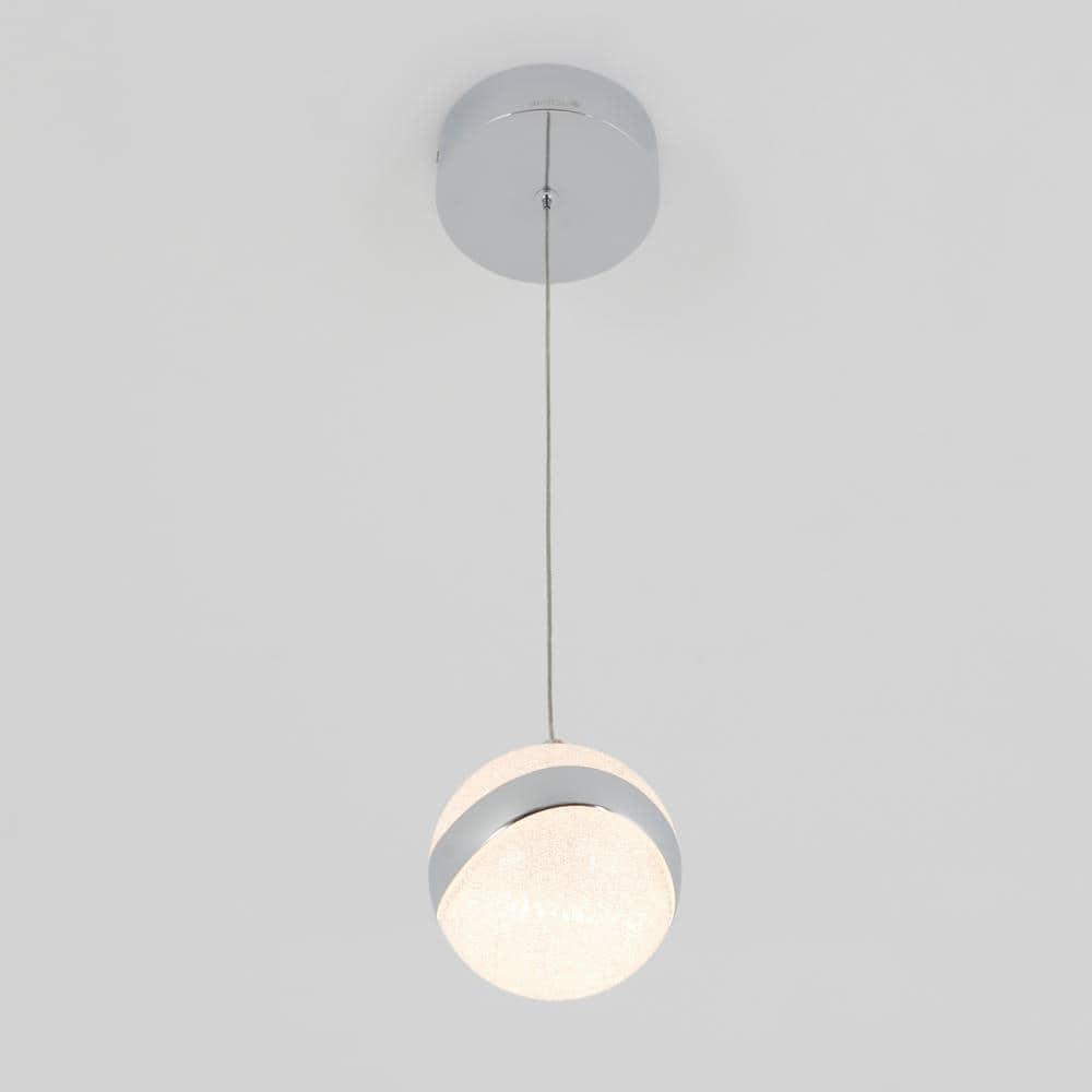 Artika Wavey Integrated LED 1-Light Pendant, Chrome Finish