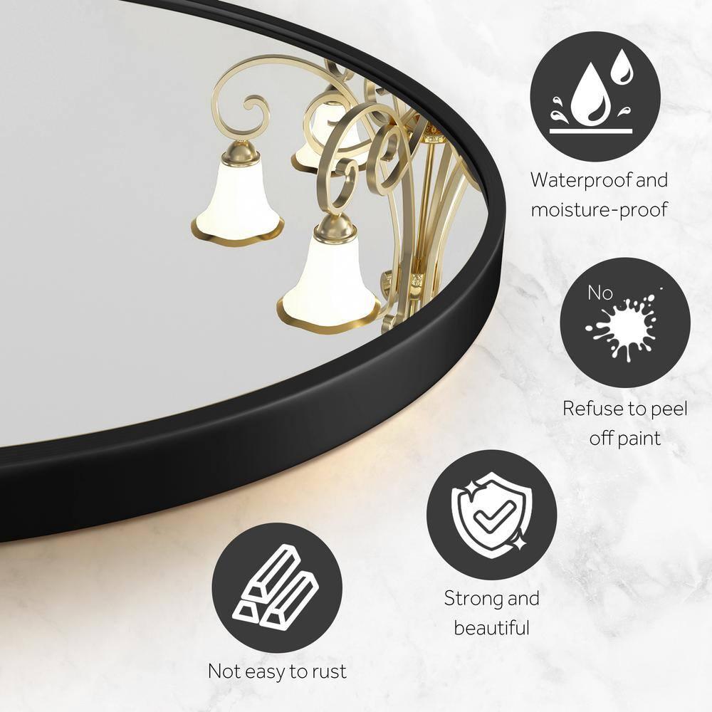 Funtouch Irregular Wall Mirrors 24"x 36" Cloud Shaped Mirrors for Bathroom, Aluminum Alloy Frame Black