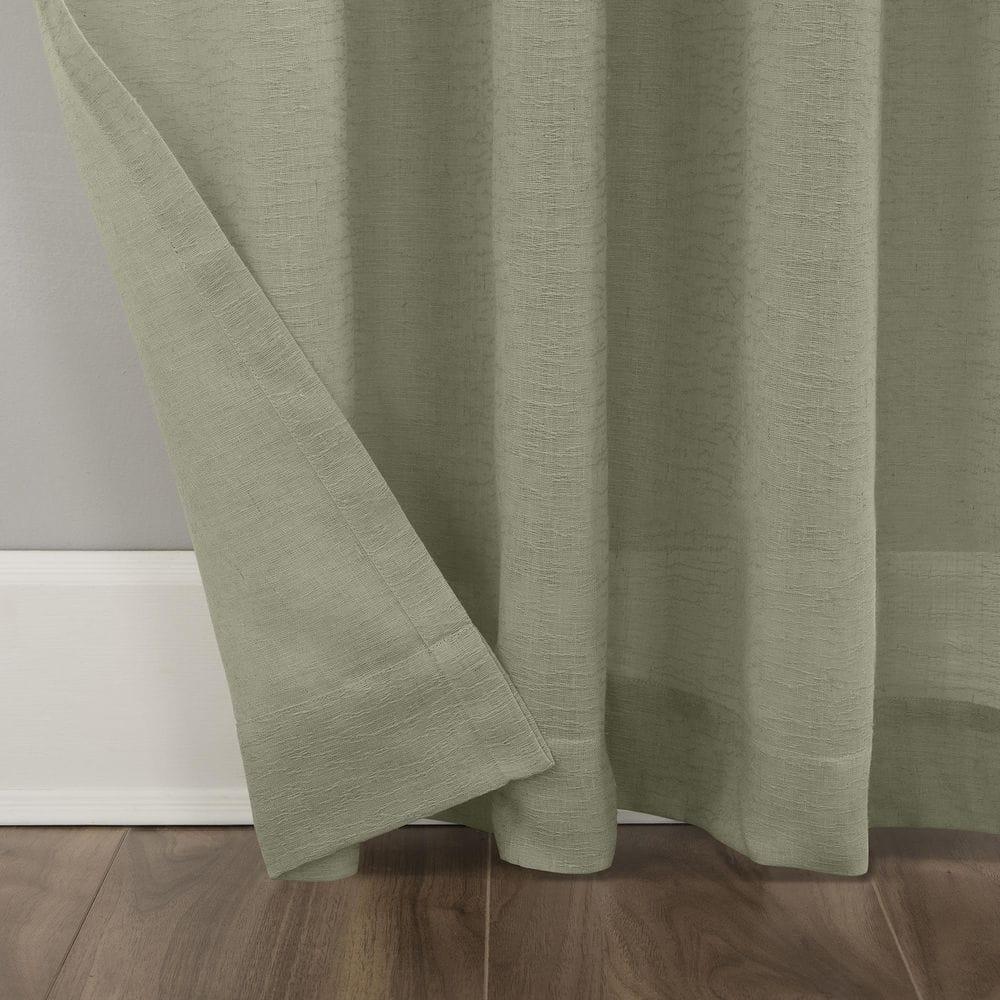 63"x52" Crushed Texture Anti-Dust Sheer Curtain Panel Celadon Green - Clean Window: Modern Linen Rod Pocket