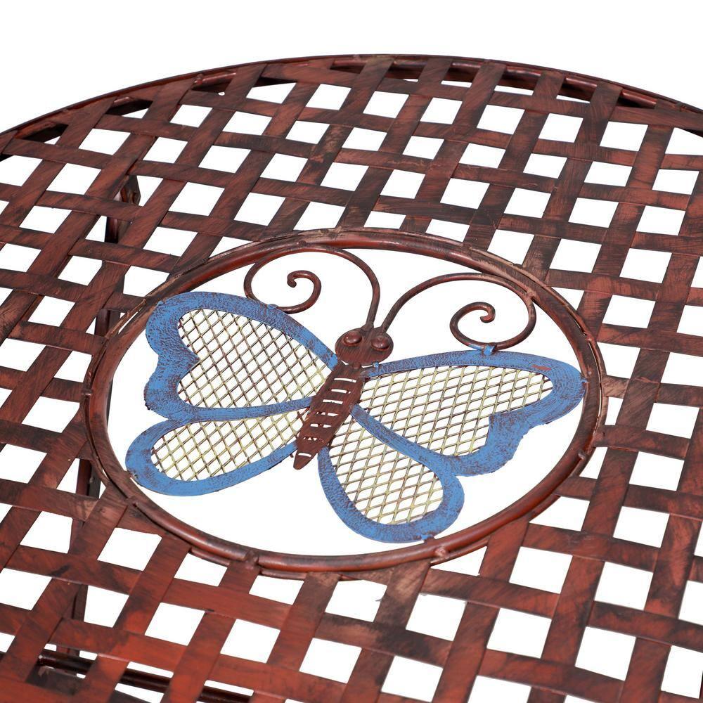 Alpine Corporation Butterfly Outdoor Patio Bistro Set, Metal 3-Piece Set, Bronze