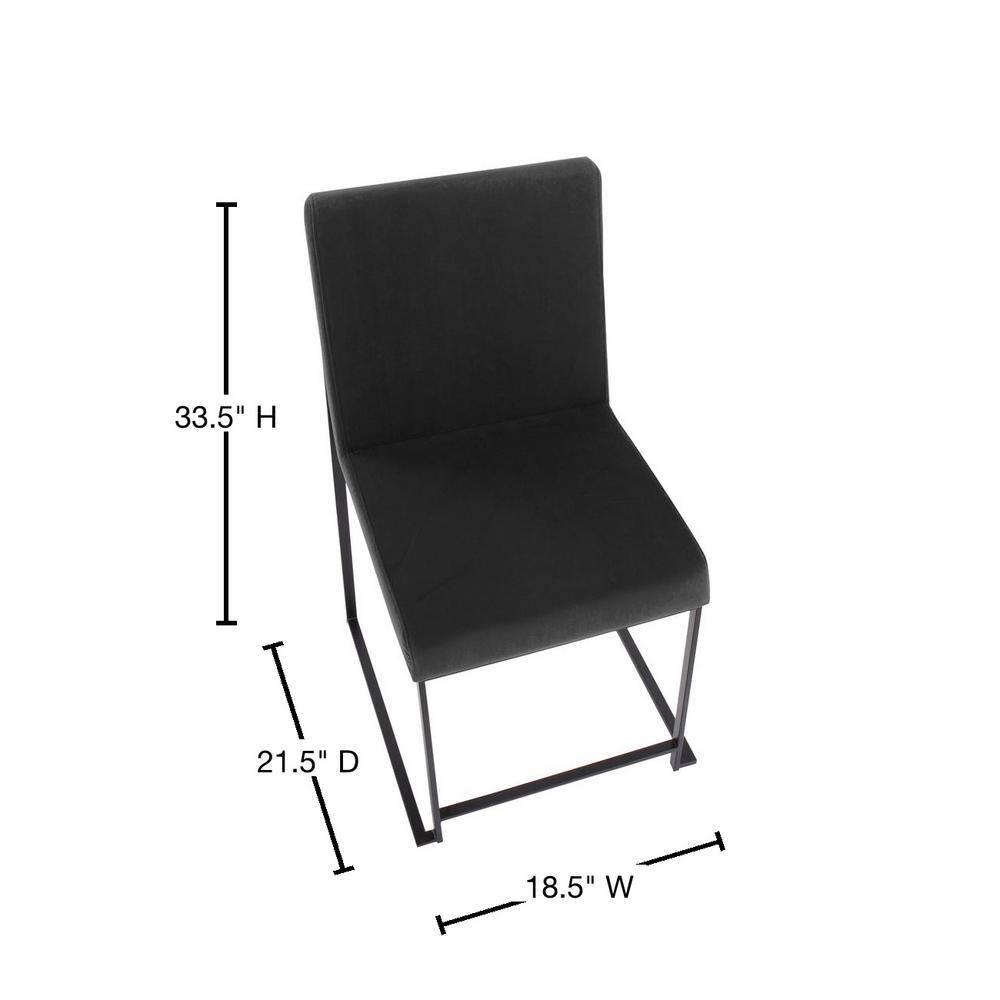 Set of 2 High Back Fuji Dining Chairs Velvet/Steel Black - LumiSource