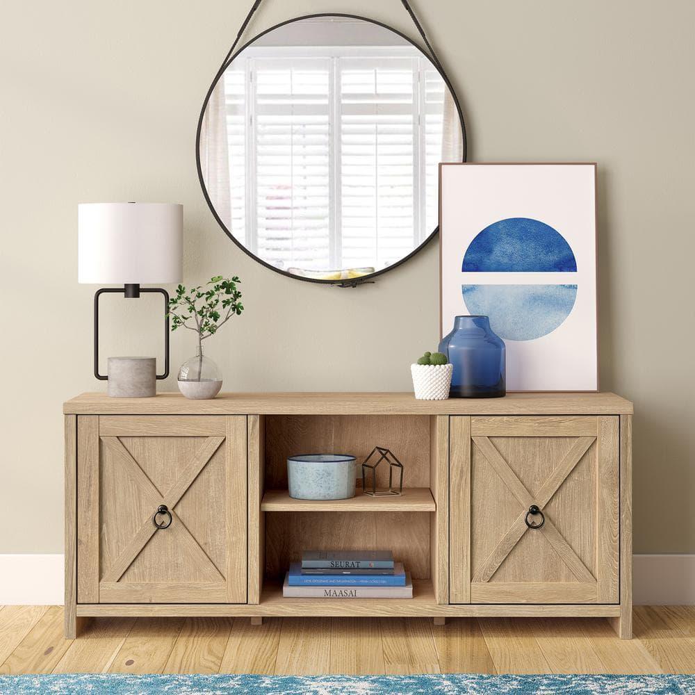 58 Inch White Oak TV Stand - Henn&Hart