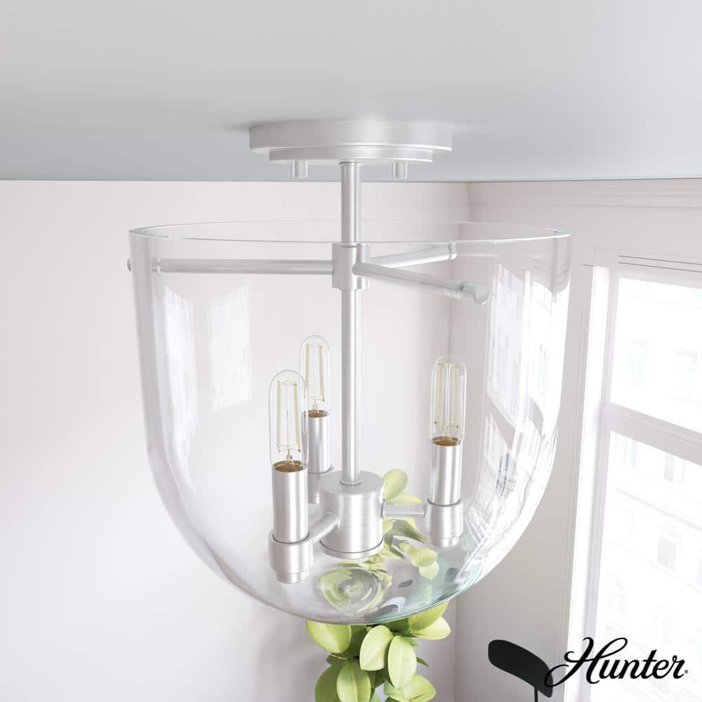 Hunter Sacha Natural Iron 3 Light Flush Mount Ceiling Light Fixture