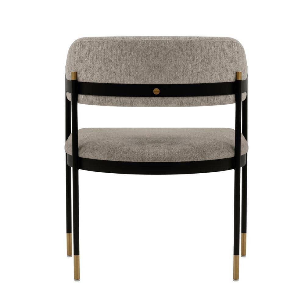 Lia Modern Boucle Upholstered Dining Armchair Stone Gray - Manhattan Comfort: Brushed Gold Accents, No Assembly Required
