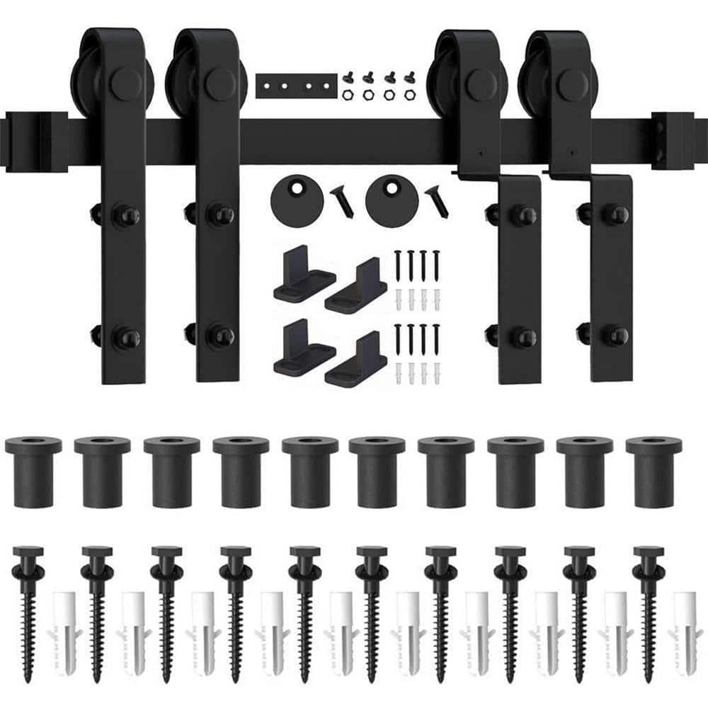 LAZ Single Bypass Double Door Barn Door Hardware Kit
