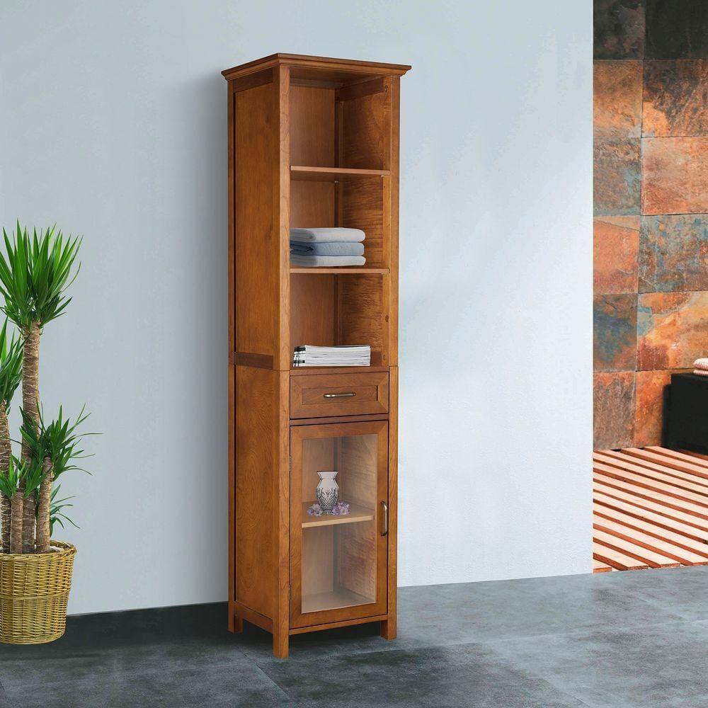 Teamson Home Avery Freestanding Linen Cabinet with Mixed Storage