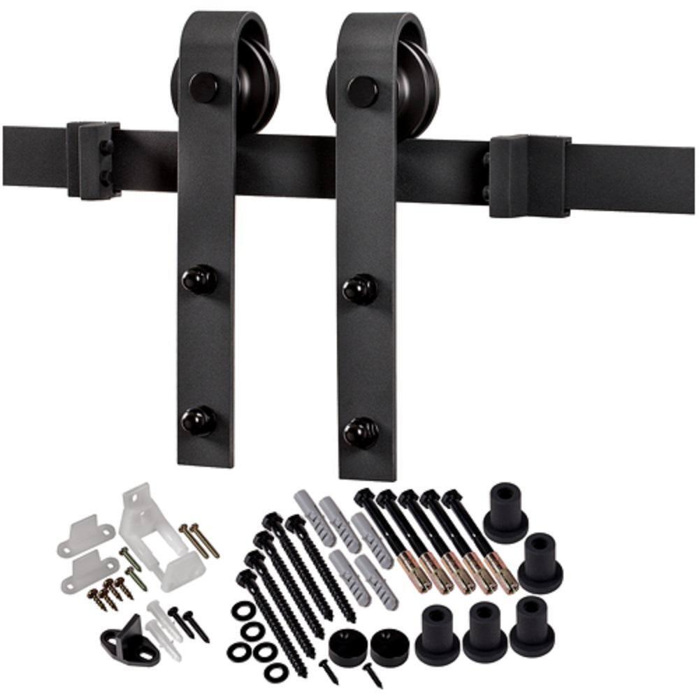 MMI DOOR Door Hinge 80'' Solid + Manufactured Wood Paneled with Installation Hardware Kit Barn Door