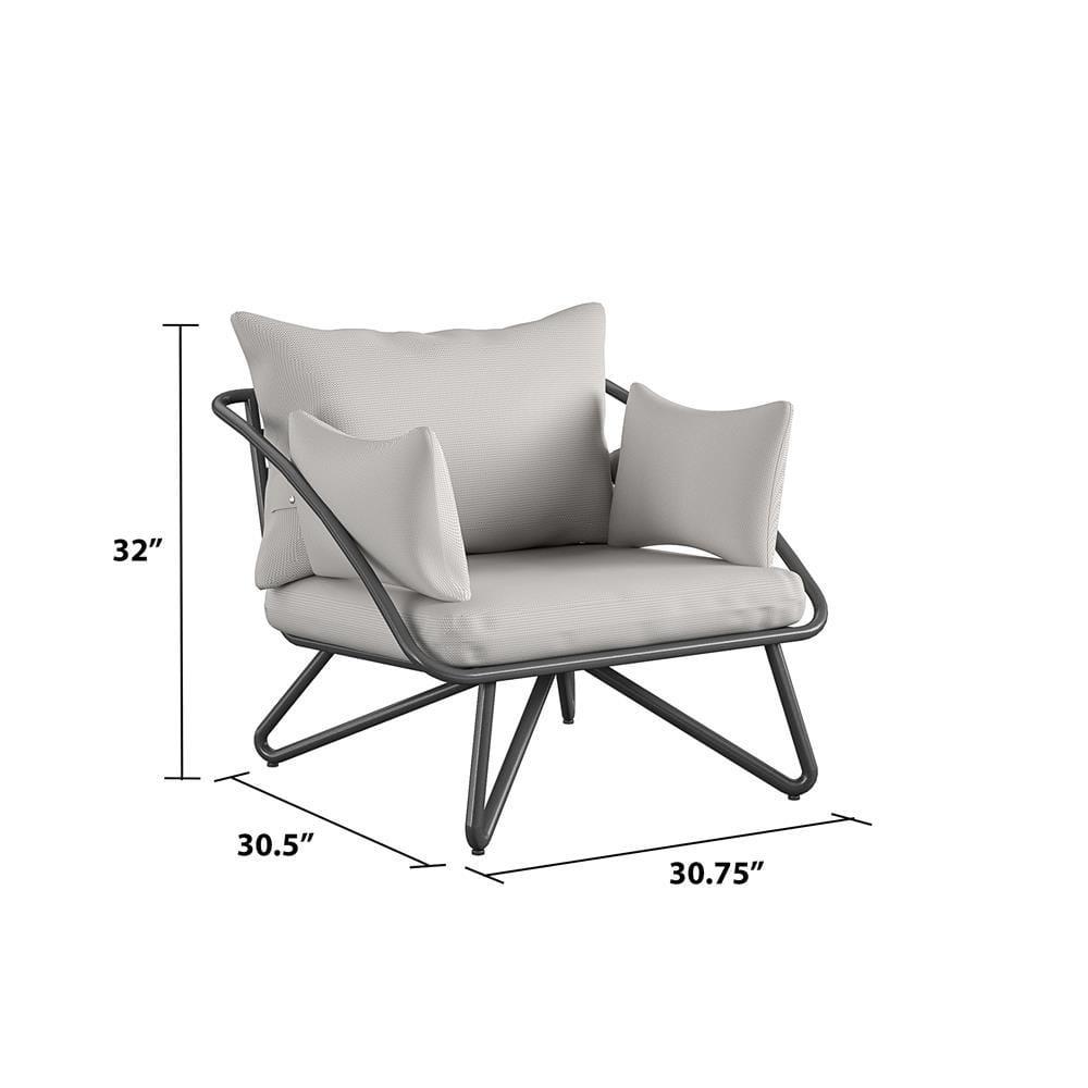 Teddi 2pc Outdoor Lounge Chairs Charcoal - Novogratz: Weather-Resistant Patio Furniture, Steel Frame