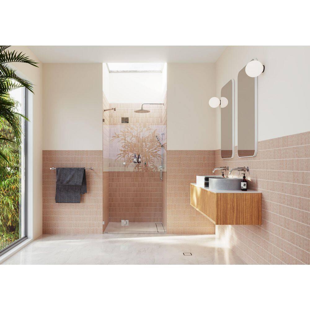 Glass Warehouse Halo 38.75 in. x 78 in. Frameless Glass Hinge Shower Door GW-GH-38-75-CH
