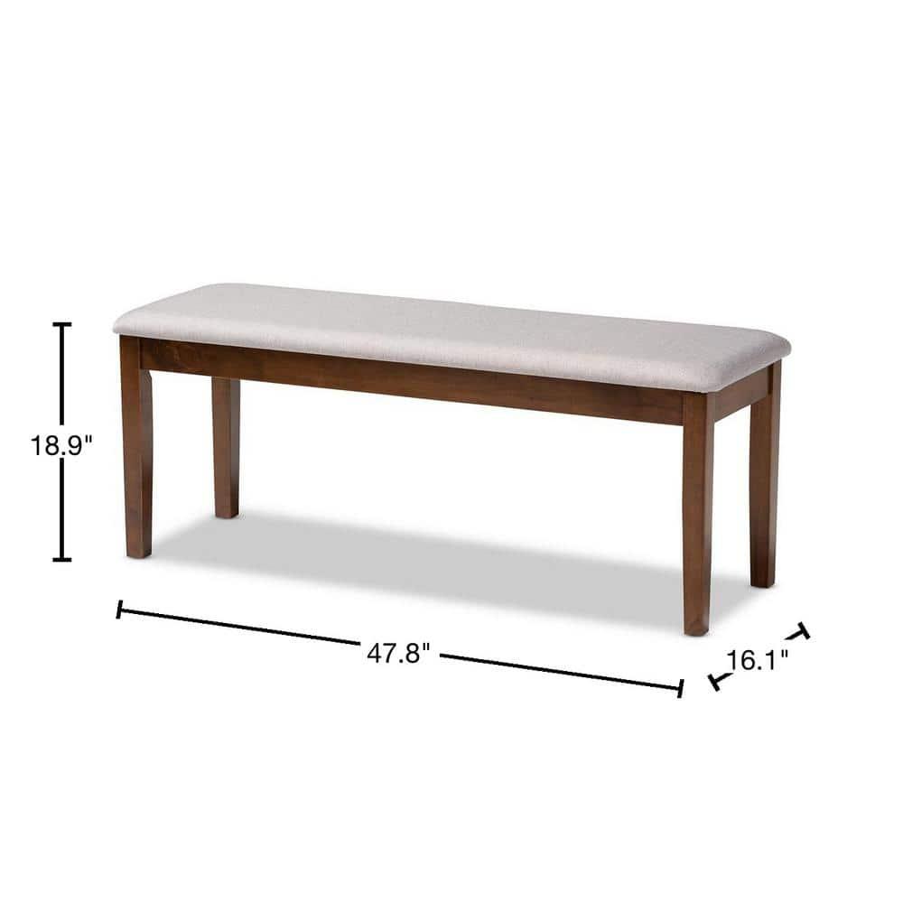 Teresa Fabric Upholstered and Wood Dining Bench Gray/Walnut - Baxton Studio