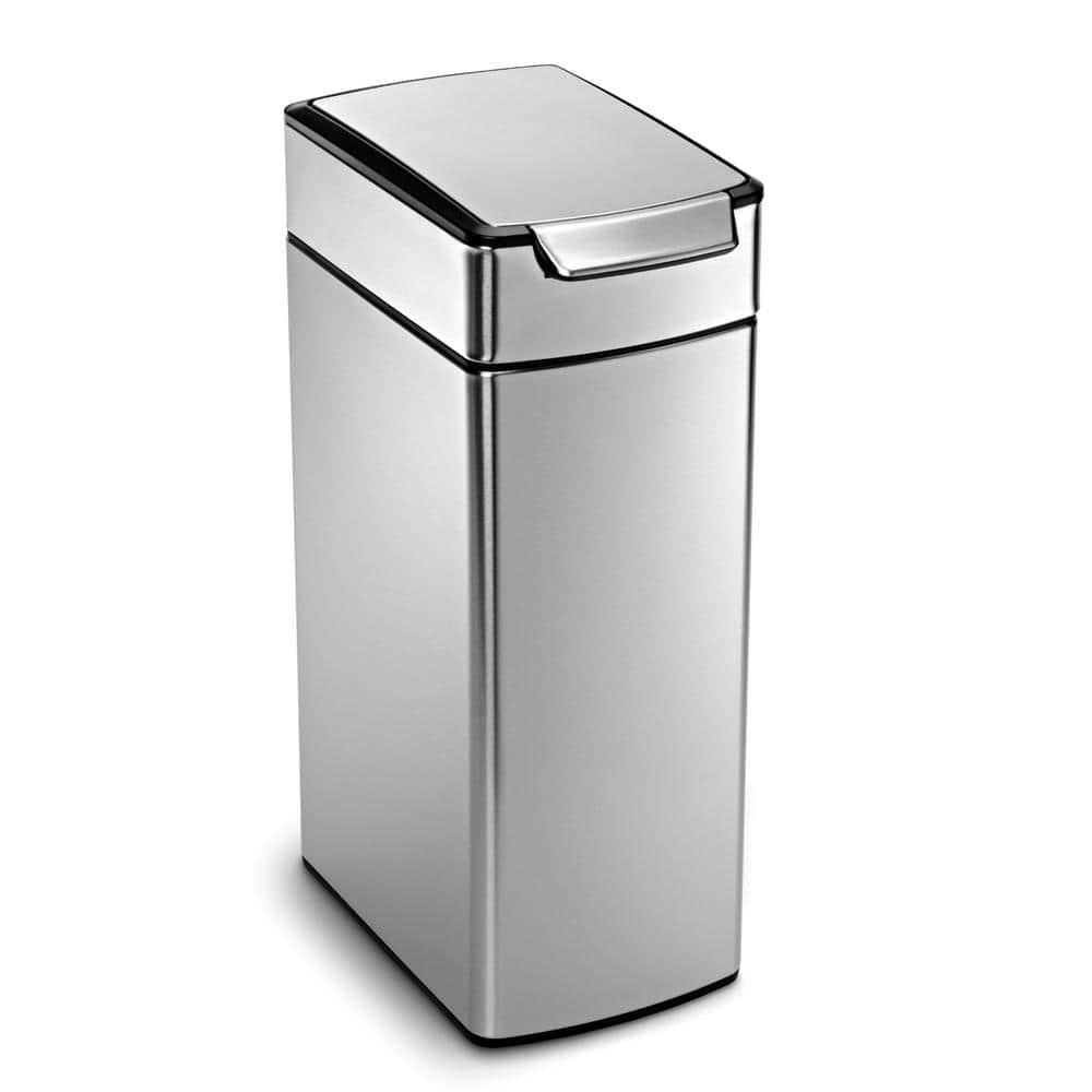 simplehuman 40 Liter / 10.6 Gallon Slim Touch-Bar Kitchen Trash Can, Brushed Stainless Steel
