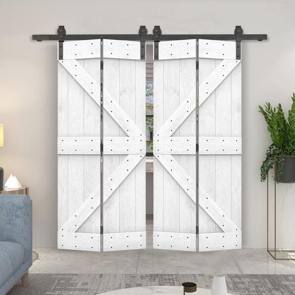 Calhome 84'' Solid Wood Barn Doors Painted without Installation Hardware Kit Barn Door