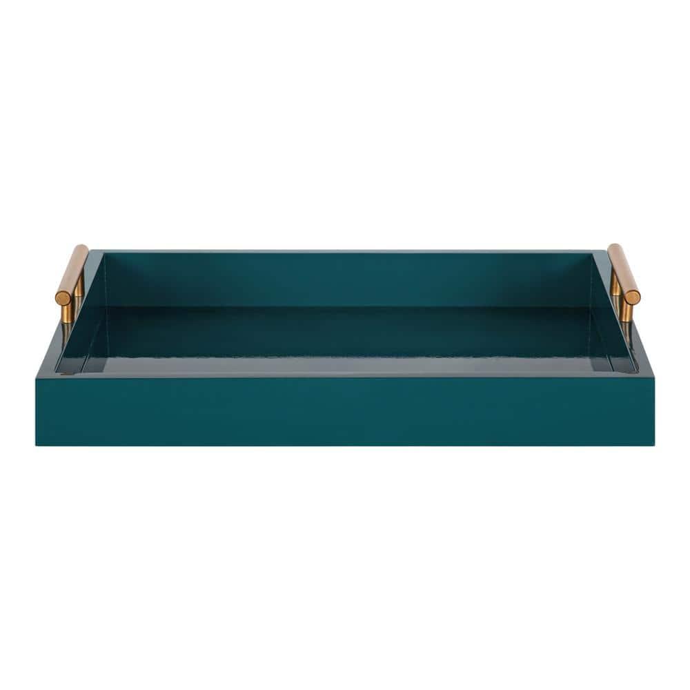 Kate and Laurel Lipton Tray, 16.5x12.25, Teal and Gold