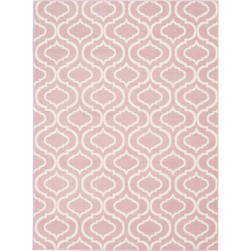 Nourison Jubilant 6' x 9' Pink Indoor Area Rug Moroccan Casual Trellis by Nourison