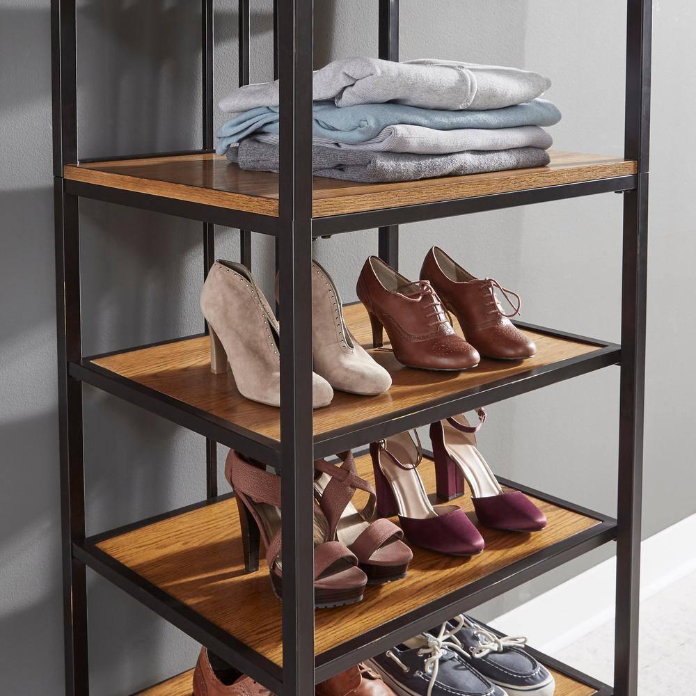 Homestock Modern Tribal Treasures Brown Wood Closet Wall Shelf Unit