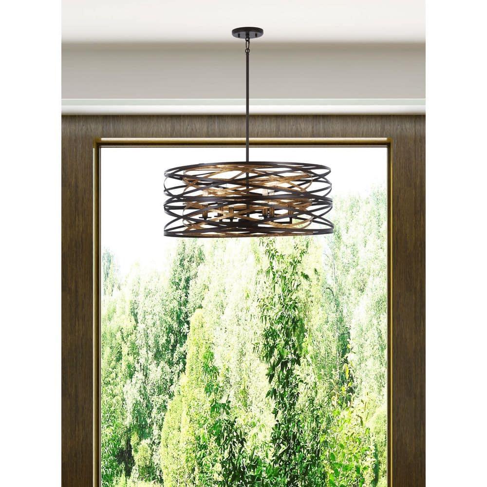 Minka Lavery Dark Bronze Mosaic Gold Chandelier 26" Wide Modern 6-Light Fixture for Dining Room House Foyer Kitchen Entryway Home