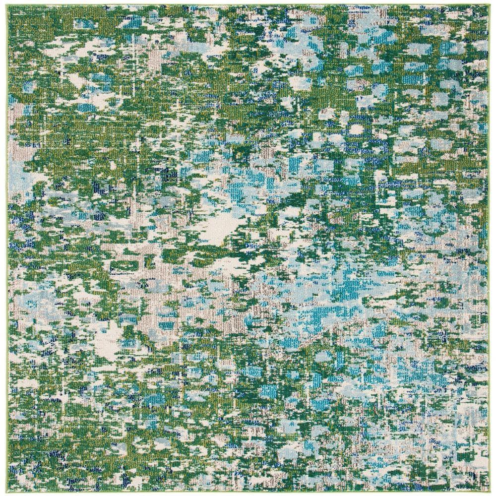 Madison MAD425 Power Loomed Indoor Area Rug - Green/Turquoise - 6'7"x6'7" - Safavieh