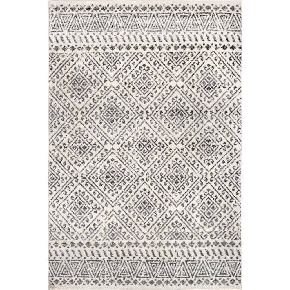 Nuloom Camila Geometric 7x9 Indoor Area Rug for Living Room Bedroom Dining Room Kitchen, Off White/Ivory