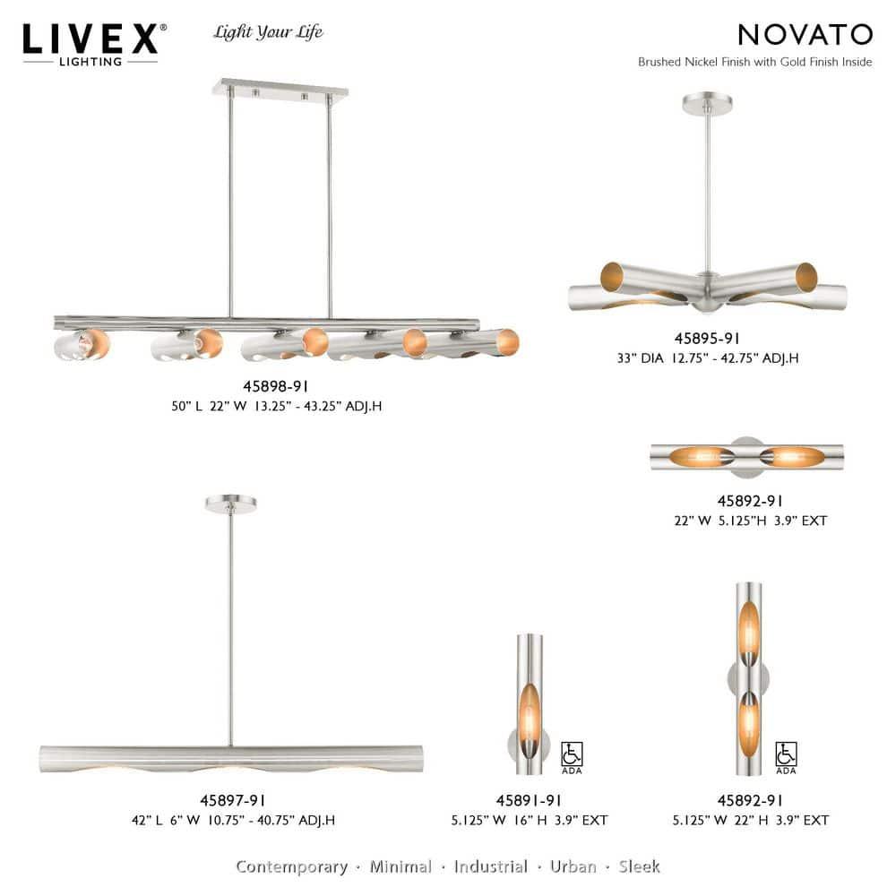 Livex Lighting Novato 3 - Light Chandelier in  Brushed Nickel
