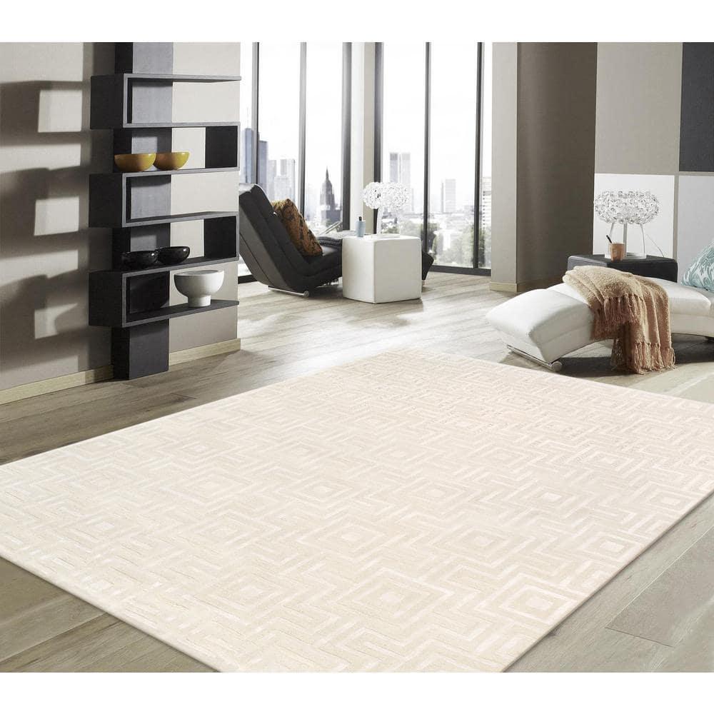 Pasargad Edgy Hand-Tufted Ivory Area Rug