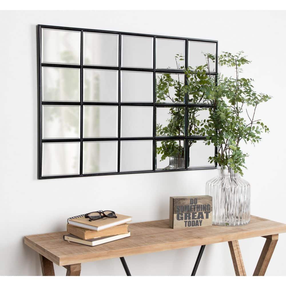 Kate and Laurel Denault Traditional Framed Windowpane Mirror, 24 x 36 Black